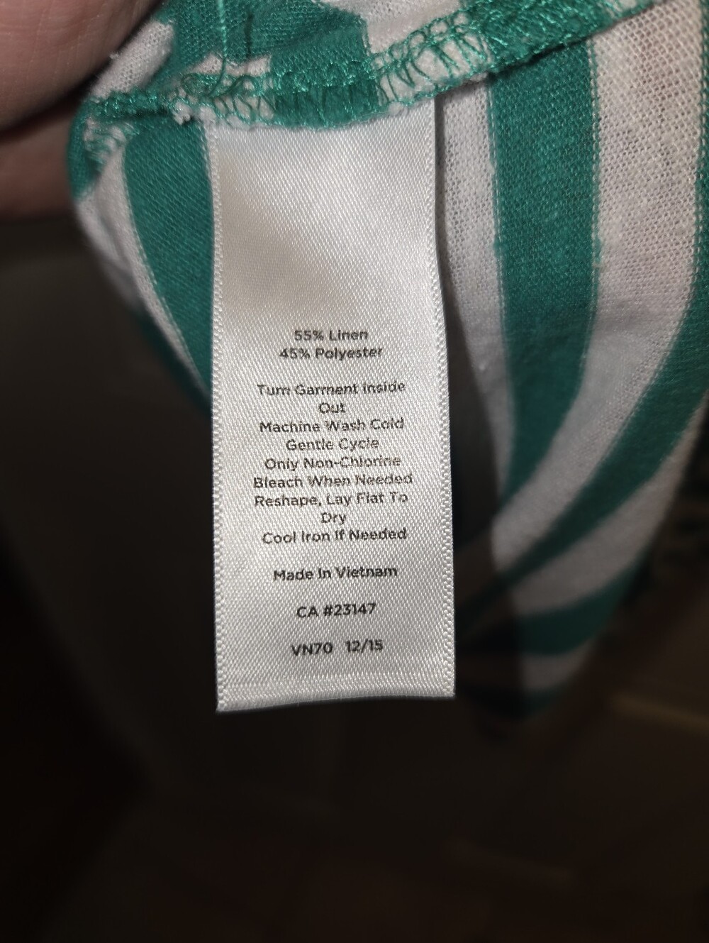 Talbots Green and White Striped Crewneck Tee - Picture 4 of 4